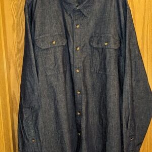 NWT Men's Wrangler 2XL Relaxed Fit Denim Button-Up Shirt